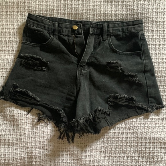 Black Ripped Jeans Shorts Shein Size S 